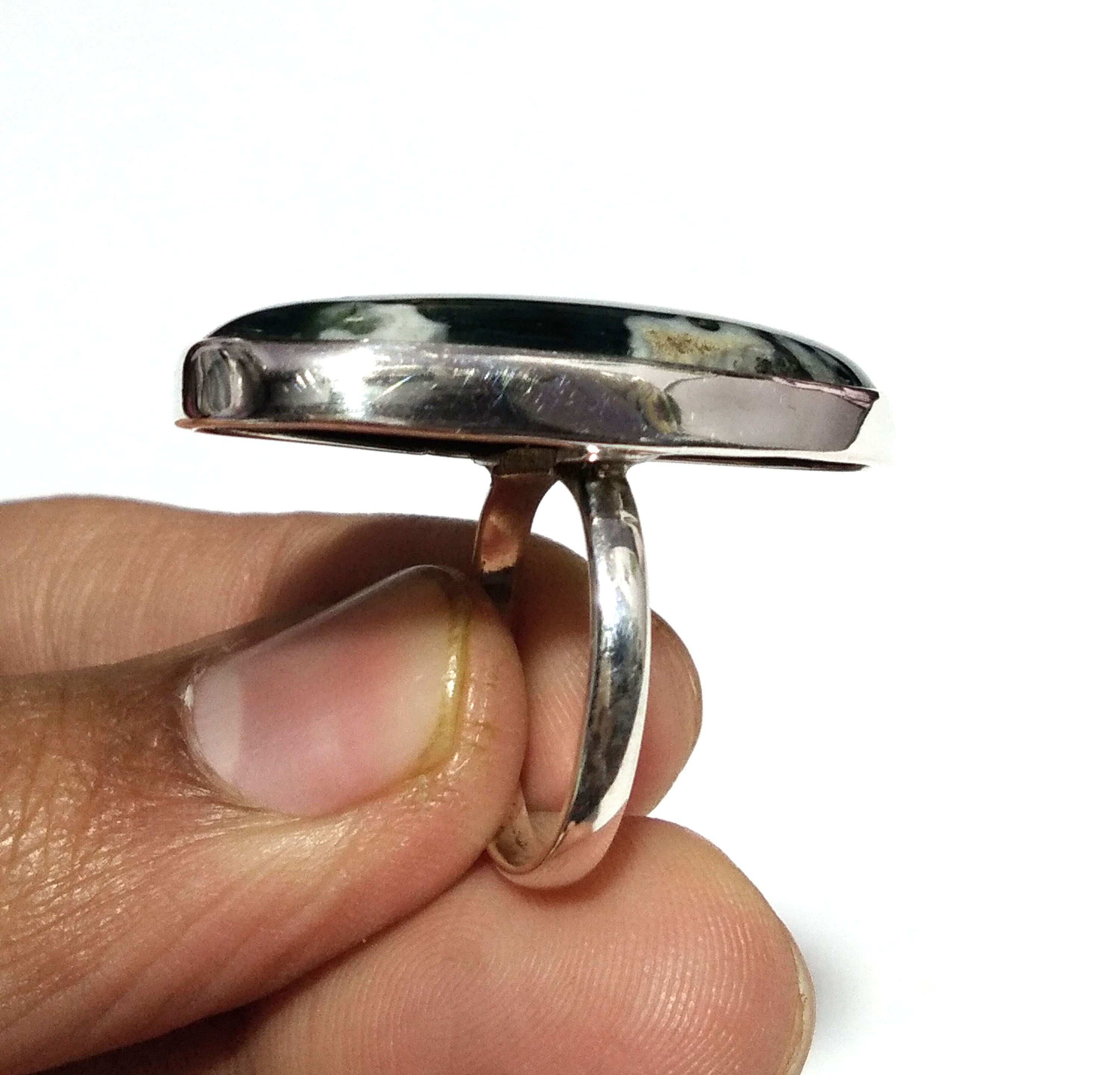 A+++ Natural Moss Agate Gemstone Ring, 925 Solid Sterling Silver Ring Green Moss Agate Stone Size 35x19 mm Handmade Gift Mother’s day Ring